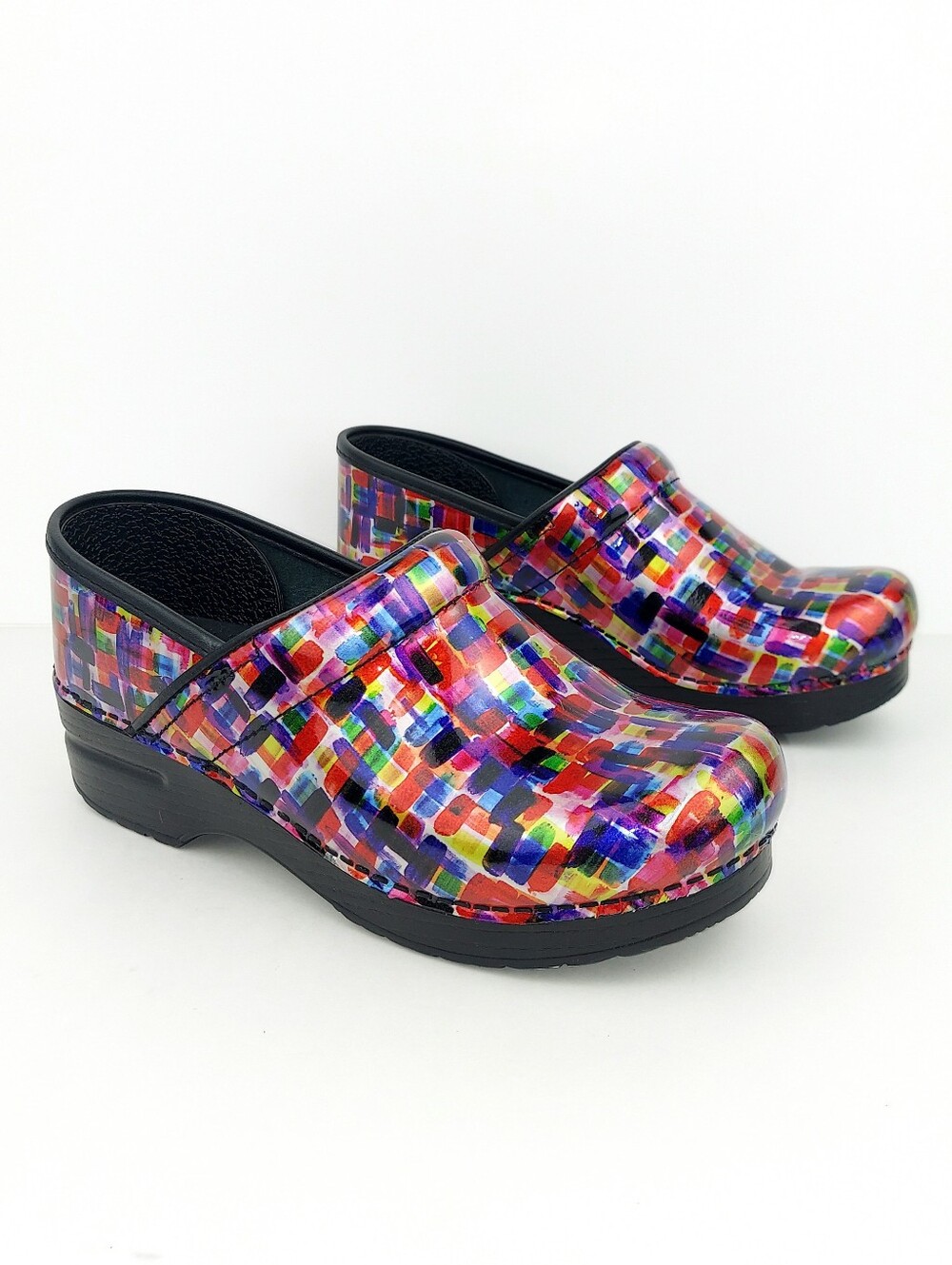 Dansko Professional Color Block Patent Classic Clogs EU38